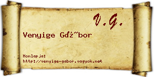 Venyige Gábor névjegykártya